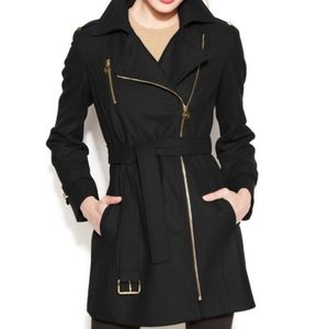 Michael Kors Wool Blend Belted Trench Coat Jacket